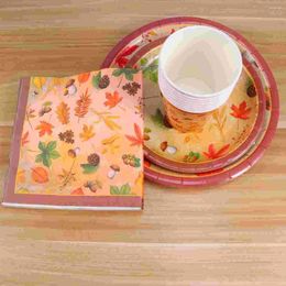 Disposable Dinnerware 44Pcs Paper Tableware Delicate Portable Chic Pattern For Thanksgiving Harvest Festival