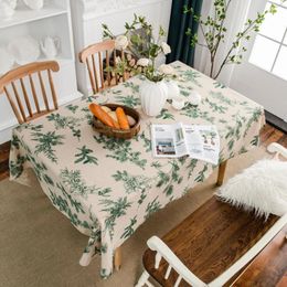 Table Cloth American Tablecloth Green Pine Cotton Linen Printed Mat Dining Room Rectangular Kitchen Cover Non-Slip