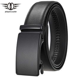 Belts Pliesxale 3.5cm wide mens leather ratchet belt with automatic buckle mens formal belt luxury high-quality black coffee mens belt B1511 Q240401