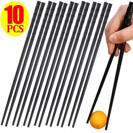 Chopsticks 1/3/5 Pairs Chinese Alloy Reusable Black Non-slip Sushi Sticks Home Grade Tableware