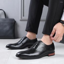 Dress Shoes Man's Classic Oxford Retro Toe Comfortable For Men Leather Lace-up Business Wedding Party Shoe