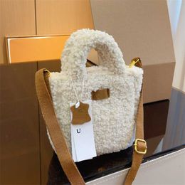 Chic Plush Crossbody Tote Bag Women Brand Shoulder Bags Felt Fall Winter Versatile Luxury Handbag Wallet