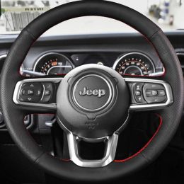 Customise Car Steering Wheel Cover Genuine Leather For Jeep Wrangler JL 2018 2019 Gladiator JT 2020 2021 Car Accessories