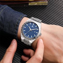 Wristwatches Fashion Simple Alloy Strap Men's Watch Gold Silver Gear Case Calendar Waterproof Casual Quartz For Men Relogio Homem