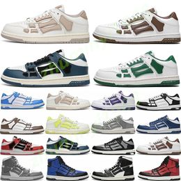 Designers Skel-Top Low Sports Casual Board Shoes For Men Women Lace-up Leather Fashion Bone Sneakers Black White Outdoor Trainers AmIrILyles shoes Z41