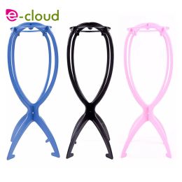 Stands Hair Wig Products Flexible Plastic Wig Stand 3pcs/pack Black/Pink/Blue Portable Folding Wig Holder Hat Cap Wig Display Tool