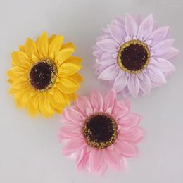 Decorative Flowers 25 Pcs/Set Soap Flower Bridesmaid Bridal Decorations Silk Sunflowers Heads Wedding