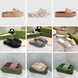 mens slipper designer sandal luxury platform slippers Beach shoes man platform slipper Heel High 50mm Fashion Casual Canvas embroidery Platform sandal for woman