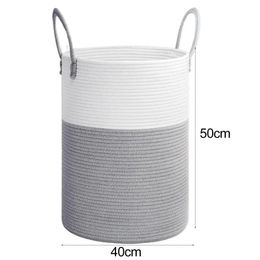 Cotton Rope Laundry Basket Dirty Clothes Storage Largecapacity Woven for Home of Bathroom 240401