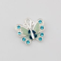 Blue Enamel Butterfly Charm Pendants 50Pcs lot alloy Fashion Jewelry DIY Fit Bracelets Necklace Earrings 22x20 5mm A-505273v