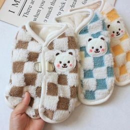 Dog Apparel Pet Products For Autumn And Winter Outwear Cardigan Fleece Warm Vest Dogs Cat Clothing Checkerboard Printed Puppy Coats