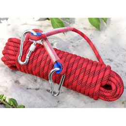 12mm Outdoor Climbing Rope with Hook 20m High Strength Climbing Safety Rope Camping Hiking Rescue Rope Emergency Survival Tool 240325