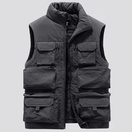 Men's Vests Winter Fleece Waistcoats Thick Warm Casual High Quality Waterproof Fashion Drawstring Large Size Waistcoat 2024