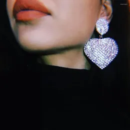 Dangle Earrings Fashion Women Lovely Shiny Rhinestone Heart Pendant Jewellery Party Show Girls' Statement Accessory
