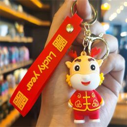 Nyårsåret The Year of the Loong Key Chain Pendant Cute Doll Key Chain Lovers Hang Cartoon Gift AB65