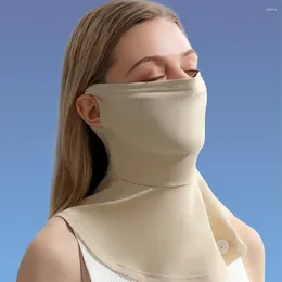 Bandanas Face Cover Woman Sunscreen Riding Mask Neck Protector Sunshade Anti-UV Silk Cold Feeling Ear Scarves Tropical Veil