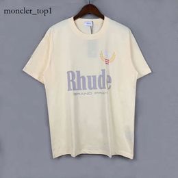 RH Mens Designers Rhude Embroidery T Shirts for Summer Mens Tops Letter Polos Shirt Womens Tshirts Clothing Short Sleeved Large Plus Size 100% Cotton 8908