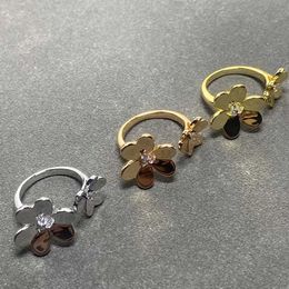 Jóias de marca Van Original Clover Ring Smooth Womens Rose Gold Jewelry não desaparece