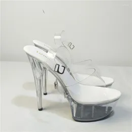 Dance Shoes Full Transparent Crystal 15-17cm High Heel Pole Dancing/star/model Summer Banquet Stage