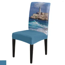 Chair Covers Ocean Wave Lighthouse Cover Set Kitchen Dining Stretch Spandex Seat Slipcover For Banquet Wedding Party