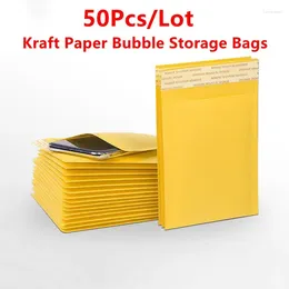 Storage Bags 50Pcs/Lot Kraft Paper Envelopes Bubble Yellow Mailers Padded Envelope With Mailing Packing Bag