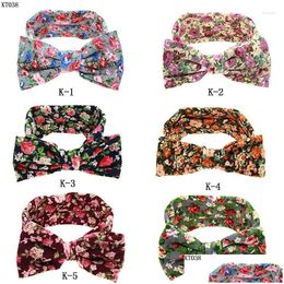 Hair Accessories 10 Pcs/Lots Messy Bow Floral Print Elastic Headband For Large Headwear Drop Delivery Baby Kids Maternity Ote75