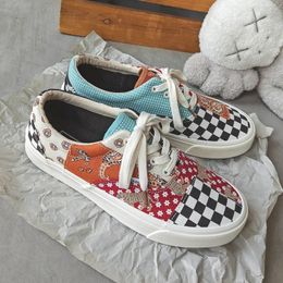 design canvas waist fruit flower board grid low cut couple men and women shoes retro ladies 240329