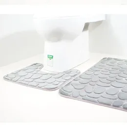 Bath Mats 3d Cobblestone Toilet Two-piece Bathroom Kitchen Absorbent Non-slip Carpet Floor Mat