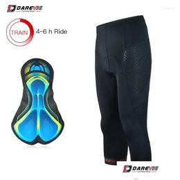 Racing Pants Darevie 3/4 Cycling Gel Shockproof Pad 4 Hours Riding Man Breathable Quick Dry Bicycle Drop Delivery Sports Outdoors Athl Otzfi