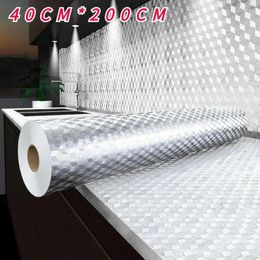 Window Stickers 0.4x10m Aluminum Kitchen Wall Waterproof Heatproof Self Adhesive Wallpaper Furniture Renovation Film Decoration