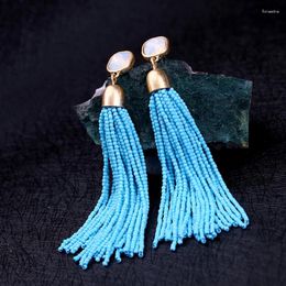 Dangle Earrings Bulk Price 2 Color Blue&White Tassel Long Pendant Unique High-end Women Jewelry Statement Party For Dress