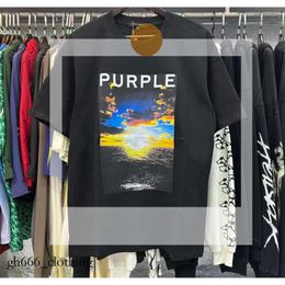 Purple Brand T Shirt Men Women Inset Crewneck Collar Regular Fit Cotton Print Tops US S-xl More Colour 895