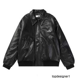 Designer B family high version 23ss cotton padded PU leather jacket. New autumn and winter unisex jacket QDSF