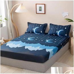 Bedding Sets Fashion Design Bed Sheet Trendy Household Mattress Protector Dust Er Non-Slip Bedspread With Pillowcase Top F0087 210319 Dhsnc