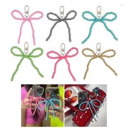 Keychains Colourful Pearl Bowknot Keychain Decorations Keyring Hanging Ornament Backpack Handbag Charm Pendant Gift For Girls Women