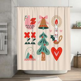 Shower Curtains Christmas Tree Candle & Others Curtain 72x72in With Hooks Personalised Pattern Bathroom Decor