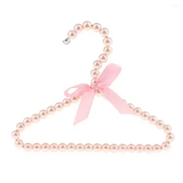 Hangers Children Kids Plastic Pearl Beaded Clothes With Ribbon Bowknot Pink Home Storage & Organisation