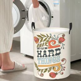 Laundry Bags You Can Do Hard Things Circular Hamper Storage Basket With Two Handles Living Rooms Of Clothes