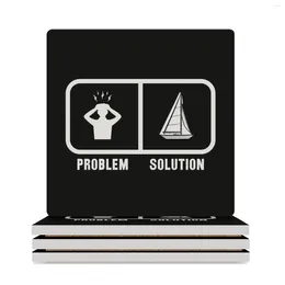 Table Mats Problem Solution Good Day To Sail Funny Sea Lovers - Cool Design For Sailing Gift Idea Ceramic Coasters (Square)