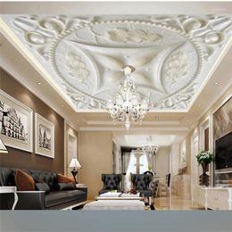 Wallpapers Wellyu Custom Large 3d Embossed Pattern Ceiling Wallpaper Living Room Murals Papel De Parede