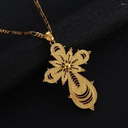 Pendant Necklaces Ethiopian Gold Colour Cross