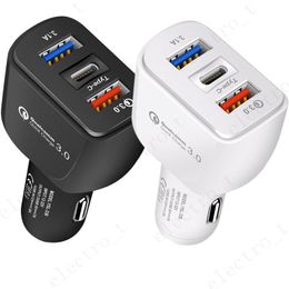 QC3.0 Fast Quick Charging 3 in 1 Type c Dual usb Ports Car Charger Auto power Adapter For iphone Samsung