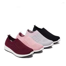 Fitness Shoes Lazy Stretch Casual Socks Women Flying Knit Sports Women's Slippers For Home Elastic Laces Sneakers