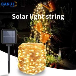 LED Strings SanjiCook Solar Light String 7M 12M 22M 32M 8-Mode Waterproof Copper Wire Christmas Party And Wedding Decoration Lighting YQ240401