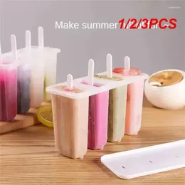 Baking Moulds 1/2/3PCS Ice Cream Moulds 4 Popsicle Set Tray Reusable With Stick Cover Mould Kitchen