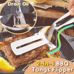 2-in-1 Barbecue Salad Food Clip BBQ Tongs Splint Stainless Steel Clip Bread Clip Meal Steak Kitchen Multifunction Grill Tools