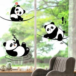 Window Stickers Glass Sticker Electrostatic Fun Panda Cartoon Cute Decorative Paper Pvc Flat Wall