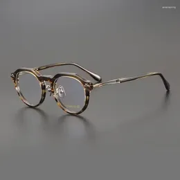 Sunglasses Frames Japanese Handmade High Quality Acetate Titanium Glasses Frame Men Retro Round Eyeglasses Clear Lens Prescription Eyewear