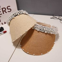 Xiaoxiangfeng Pearl Hat Female Summer Empty Top Straw Hat Sunshade Hat Sun Hat Female Sunscreen Beach Hat Beach Tide