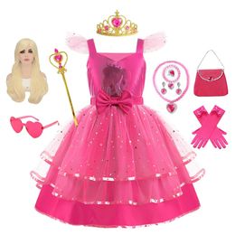 Movie Barbi Dress for Girls Carnival Children Cosplay Margot Robbie Ken Holiday Party Masquerade Performa Pinknce Costumes 240321